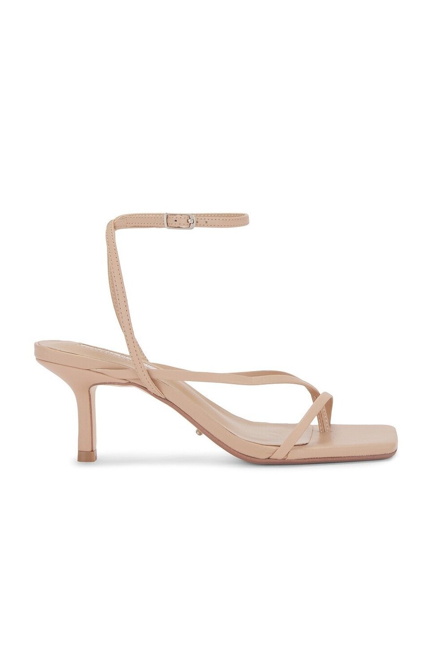 Tony Bianco Avi Sandal in Skin Nappa leather mid kitten heel square toe